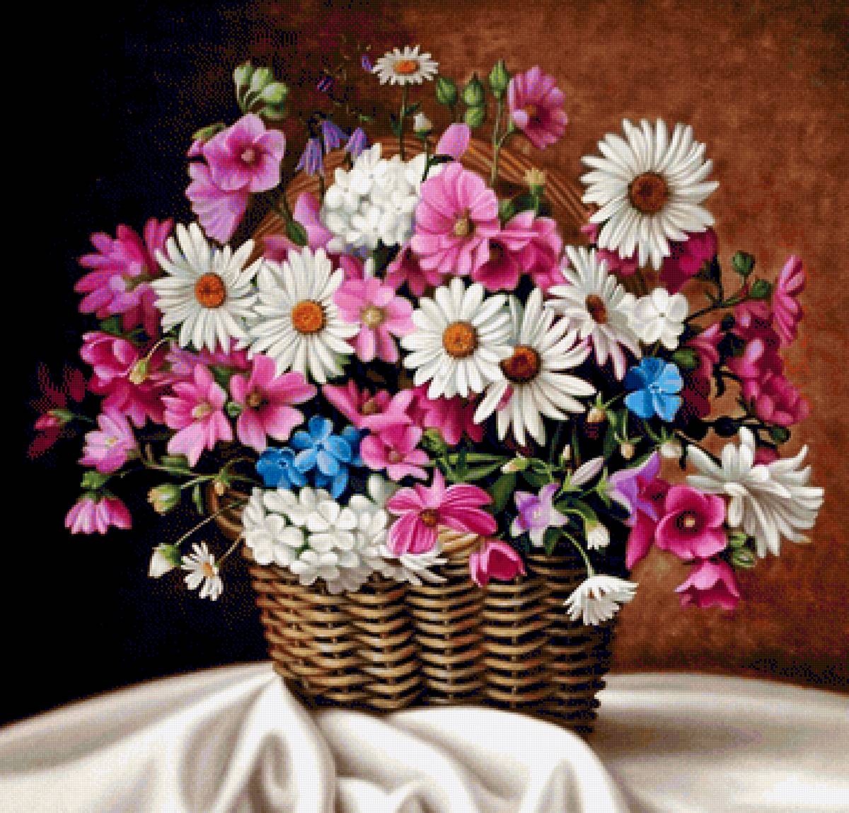 Cesta com flores. - flores. - предпросмотр