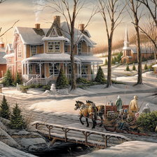 Схема вышивки «зима, дом, люди»