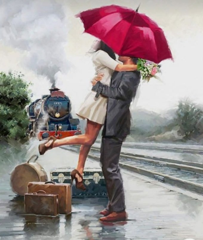 ESPERANDO EL TREN - paisaje - оригинал