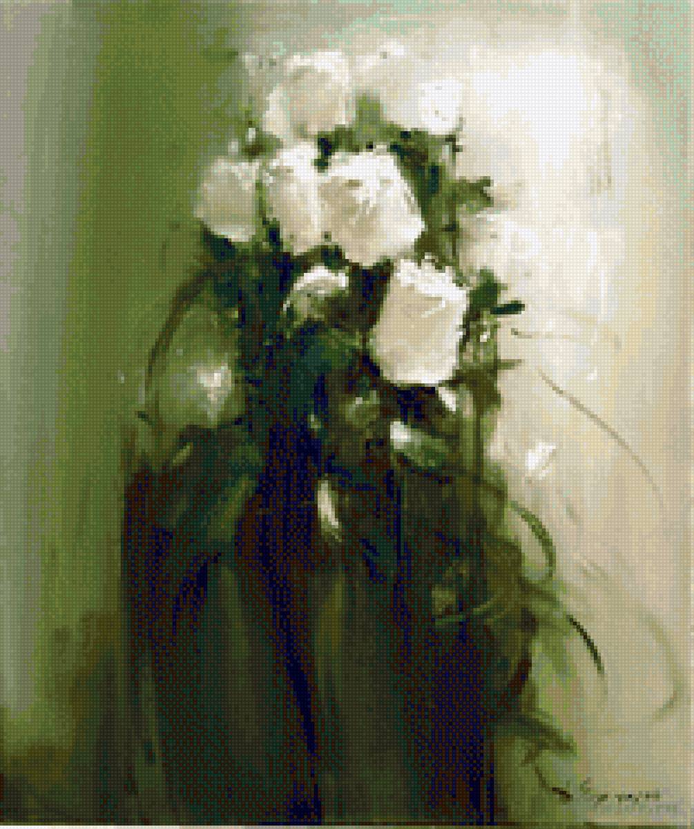 Розы по картине Ермолова - картина маслом, розы, цветы - предпросмотр