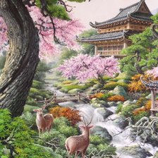 Схема вышивки «олени»