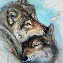 Схема вышивки «Casal de lobos.»