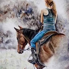 Схема вышивки «Mujer y caballo»