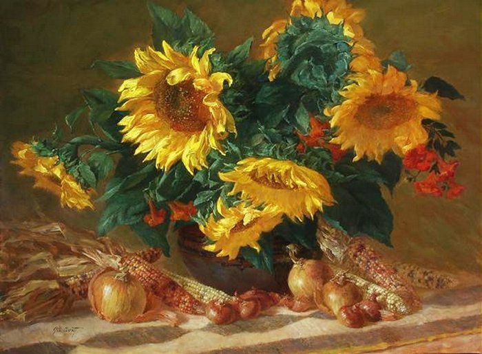 Boque de  girassóis. - flores. - оригинал