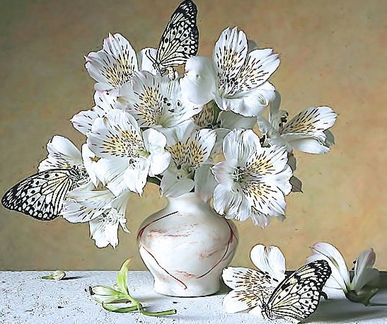 Бабочка с цветами - бабочка, цветы - оригинал