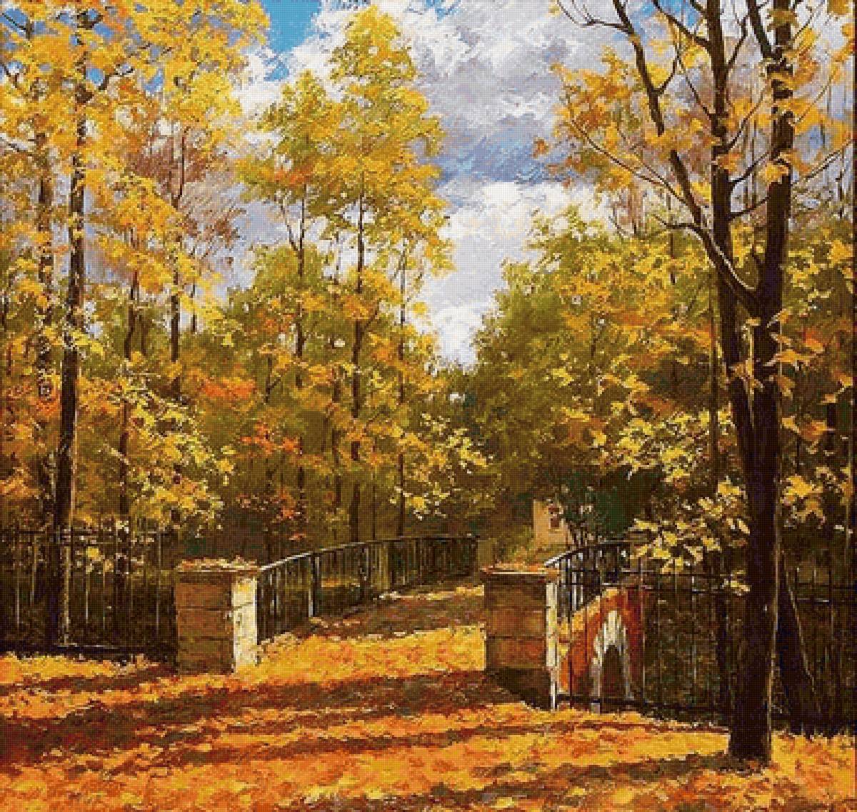 Пейзаж - осень., парк, мостик, пейзаж - предпросмотр