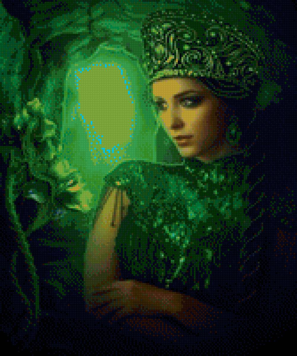 хозяйка медной горы - девушка, зеленый, сказка - предпросмотр