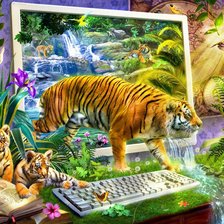 Схема вышивки «Ожившая картина " джунгли"»