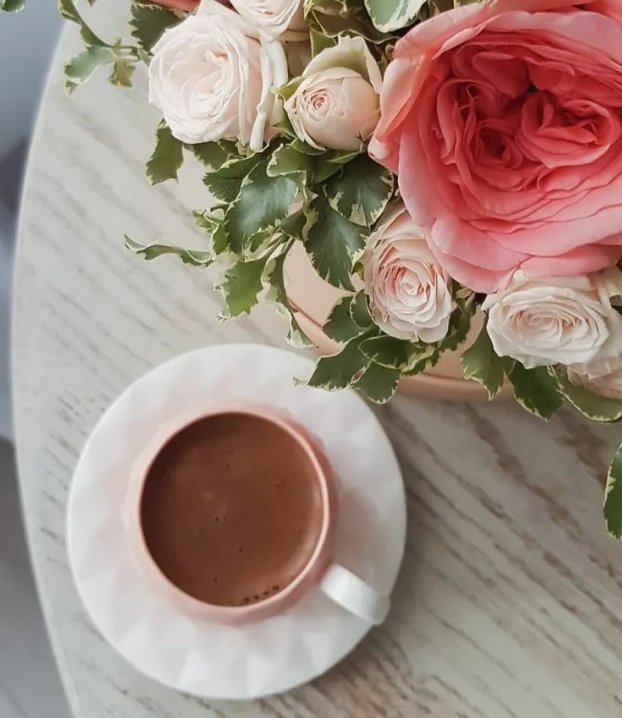 утро - нежность, цветы, утро, чай, кофе - оригинал