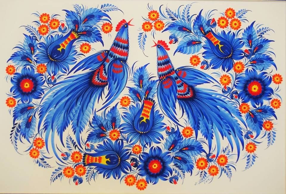 орнамент - птицы, подушка, орнамент - оригинал