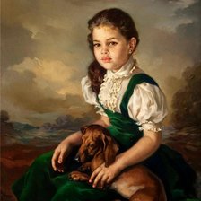 Оригинал схемы вышивки «девочка с собакой» (№2374011)