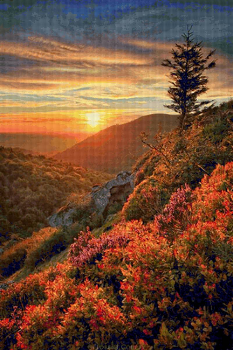 Закат в горах - закат, горы, небо - предпросмотр