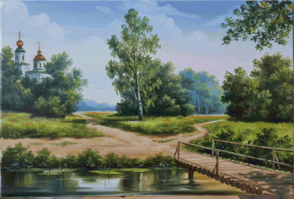 Paisagem  . - templo. ponte .rio .paisagens. - предпросмотр