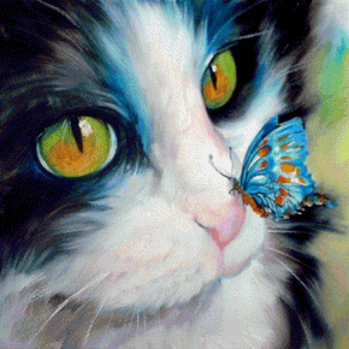 Кот с бабочкой - кот, бабочка, животные - предпросмотр