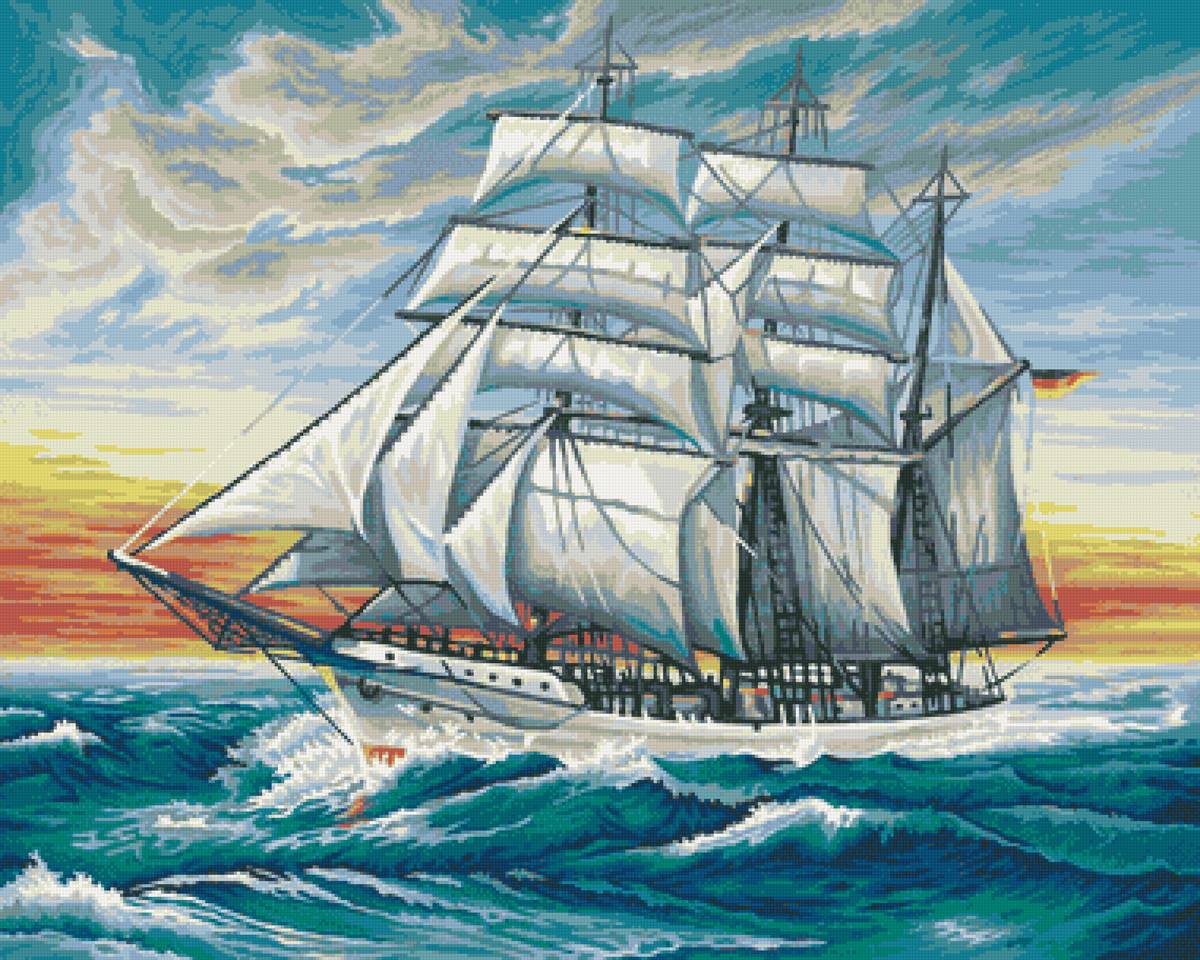 парусник - корабль, море, парусник - предпросмотр