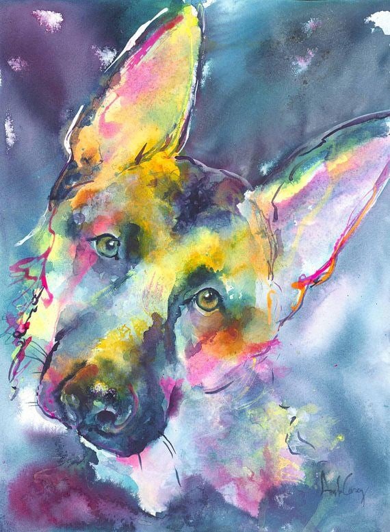 Овчарка. Акварель - художники - оригинал