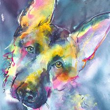 Схема вышивки «Овчарка. Акварель»