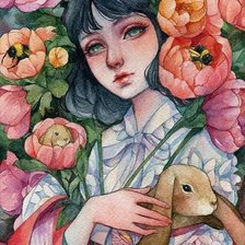 Схема вышивки «Cô gái hoa»