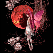Оригинал схемы вышивки «девушка луна цветы» (№2377499)