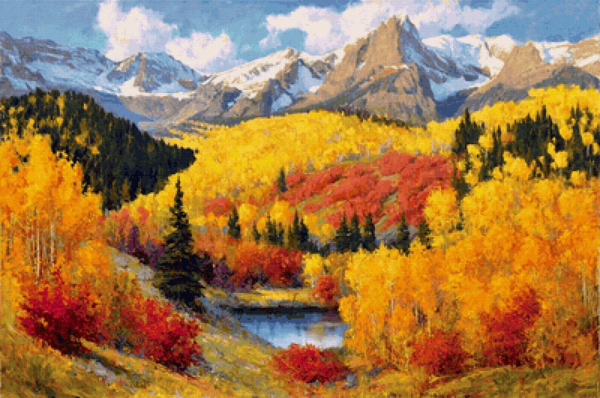 Paisagem de outono. - montanhas .paisagens .lago. - предпросмотр