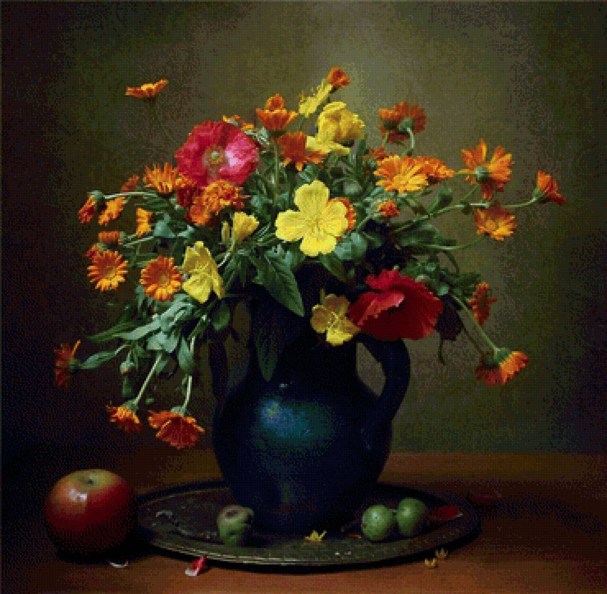 марина филатова фотонатюрморты - фотонатюрморт, цветы, ваза, фрукты - предпросмотр