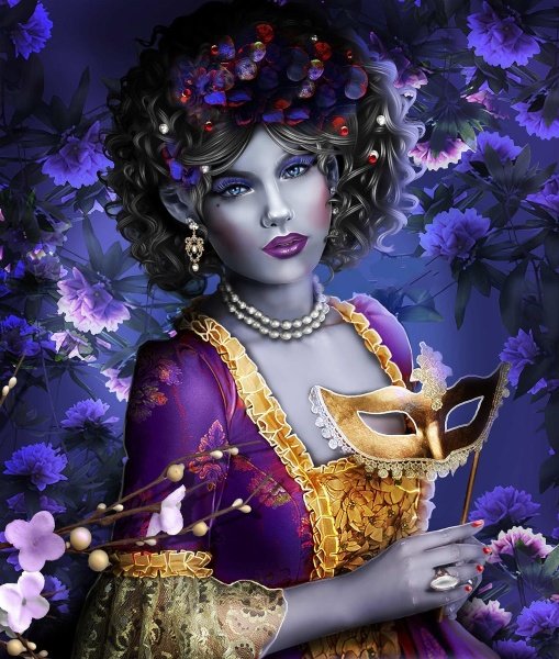 женщина фэнтези - фэнтези, маска, женщина - оригинал