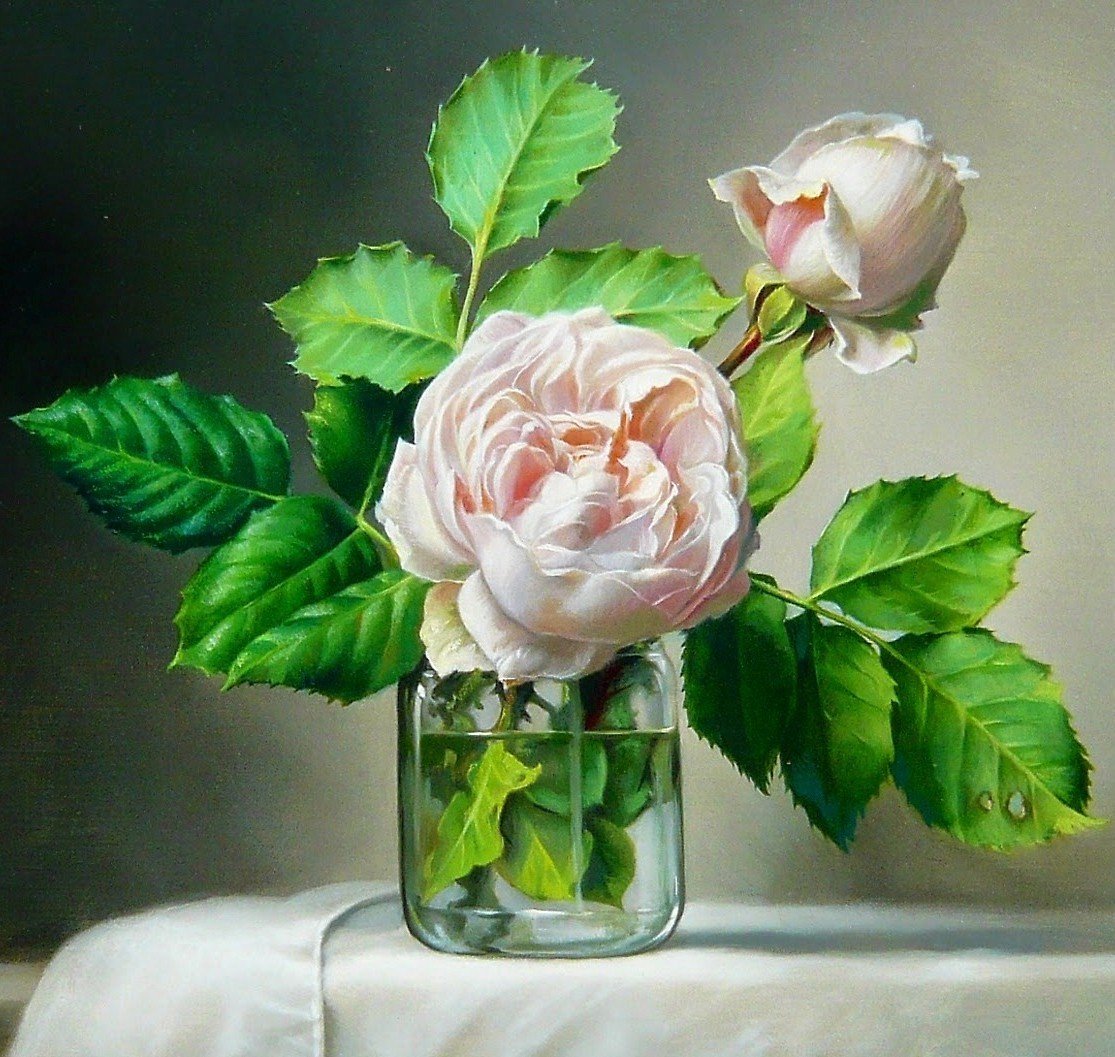 Роза в банке - картина, цветок, роза - оригинал