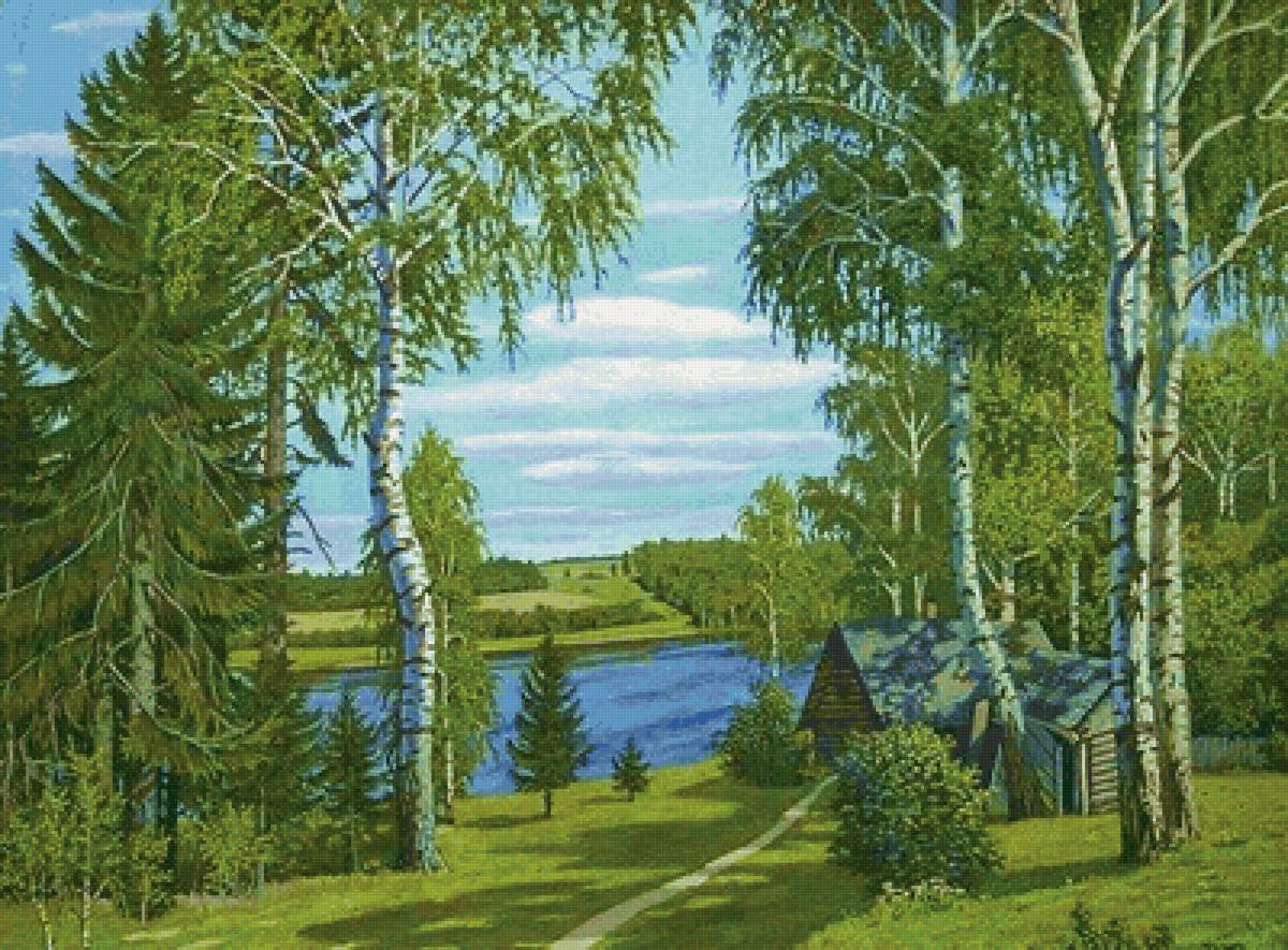 Paisagem  rural. - casa .rio .paisagens. - предпросмотр