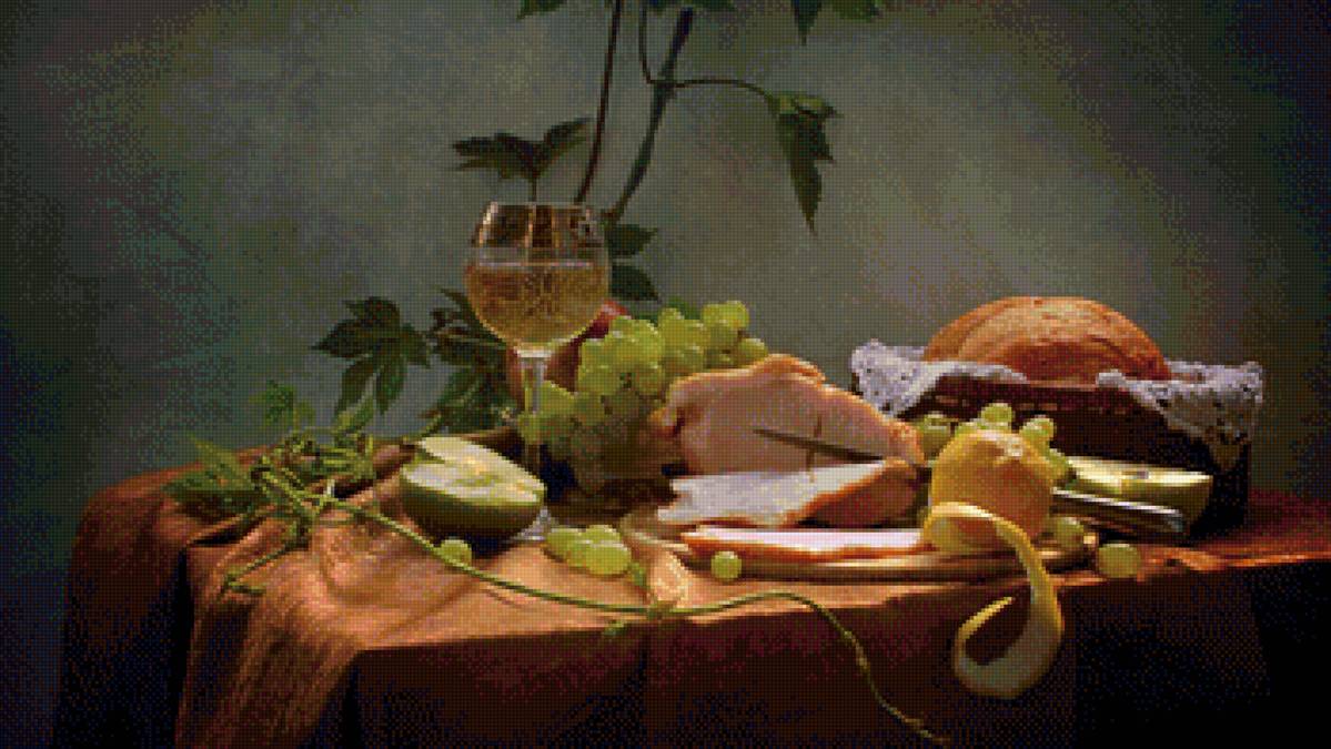 Вкусный натюрморт - натюрморт, еда, виноград - предпросмотр