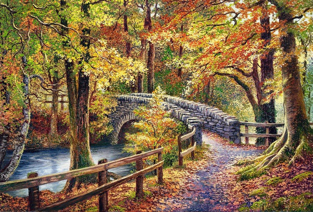 Пейзаж - осень., лес, парк, мостик, пейзаж - оригинал