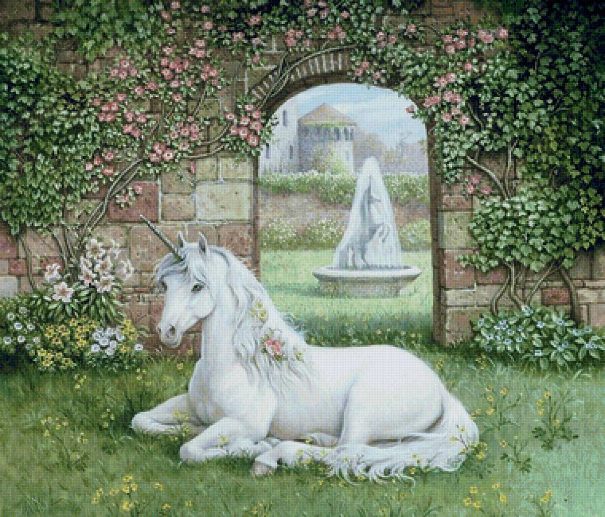 Единорог добра. Рут Сандерсон Единороги. Сказочный Единорог. Картина Единороги. Лошадь в саду.