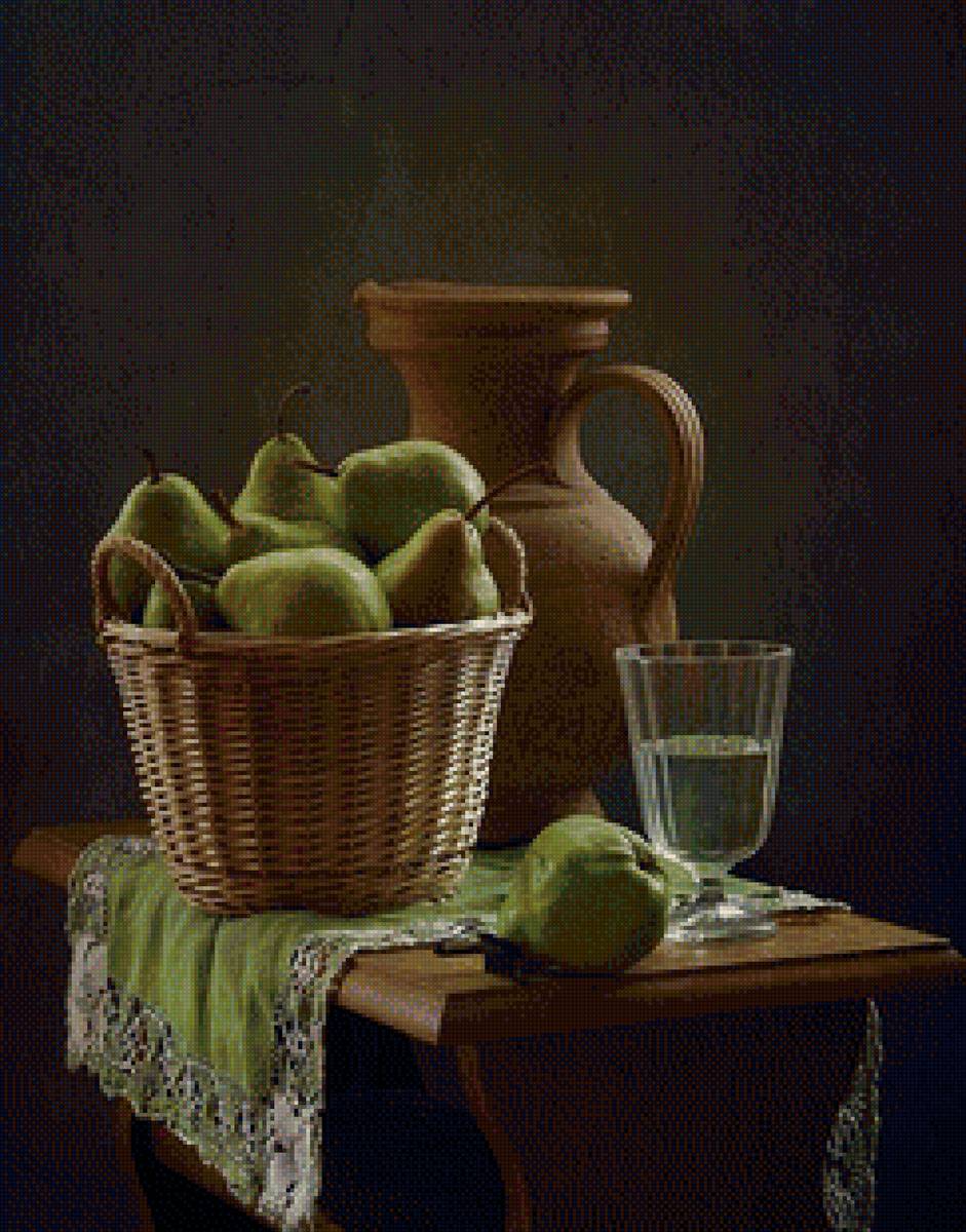 Натюрморт - натюрморт, кувшин, фрукты - предпросмотр