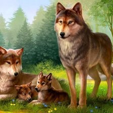 Картина волчья семья