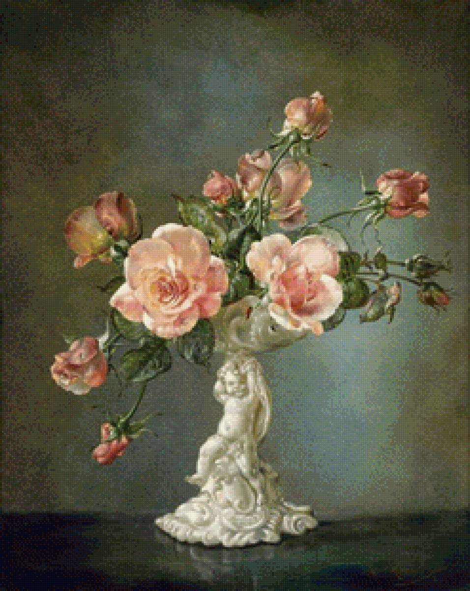 Розы Сесил Кеннеди - букет, розы, картина - предпросмотр