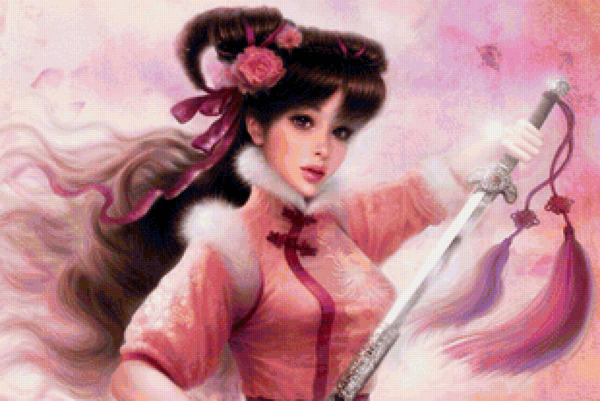 Девушка в розовом фэнтези - мечь, фэнтези, девушка - предпросмотр
