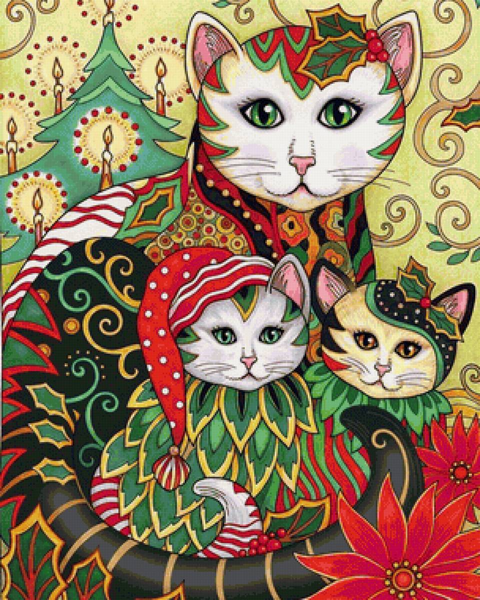 Марджори Сарнат котики - котики, цветы, картина - предпросмотр