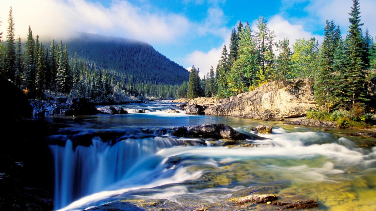 Национальный парк джаспер, канада водопад - канада, парк, водопад - оригинал