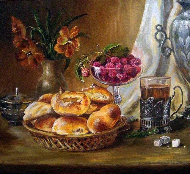 Художник Ольга Воробьёва натюрморт - натюрморт, картина, чай - оригинал