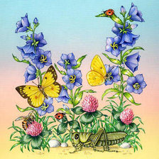 Оригинал схемы вышивки «Бабочка и цветы» (№2385625)