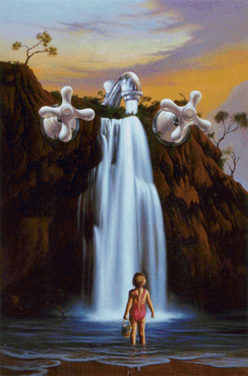 Водопад - ребенок, водопад, иллюстрация - предпросмотр