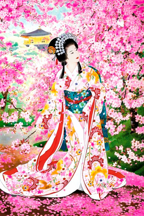 Сакура в цвету. - гейша, япония - оригинал