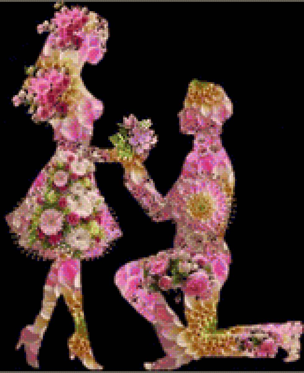 Pareja de flores - mariposas - предпросмотр