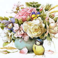 Оригинал схемы вышивки «букет весенних цветов» (№2387357)