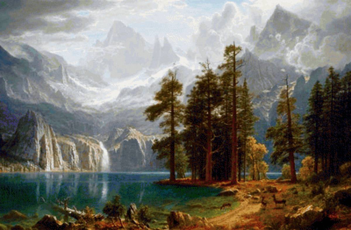 №2387587 - горы, водопад, животные, пейзаж, лес, природа - предпросмотр