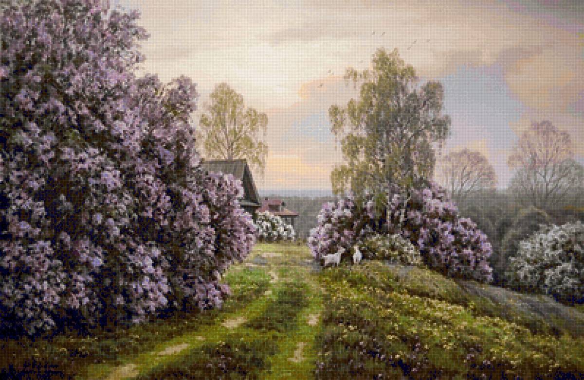 Paisagens rural. - flores .paisagem. casa .pintura. - предпросмотр