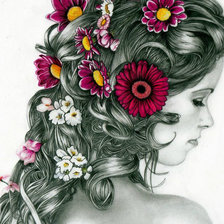 Схема вышивки «Девушка с цветами в волосах»