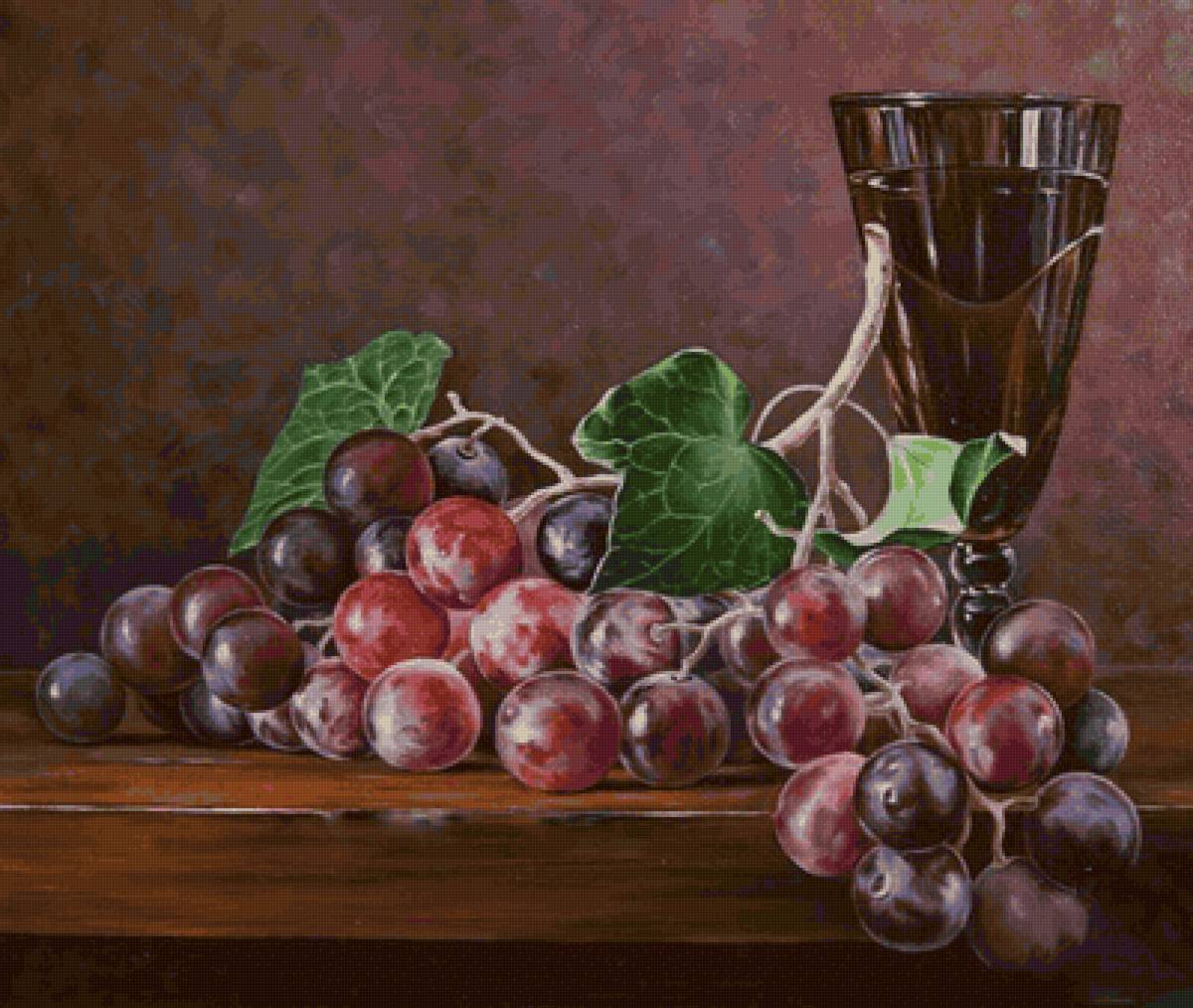 Вино и виноград - виноград, натюрморт - предпросмотр