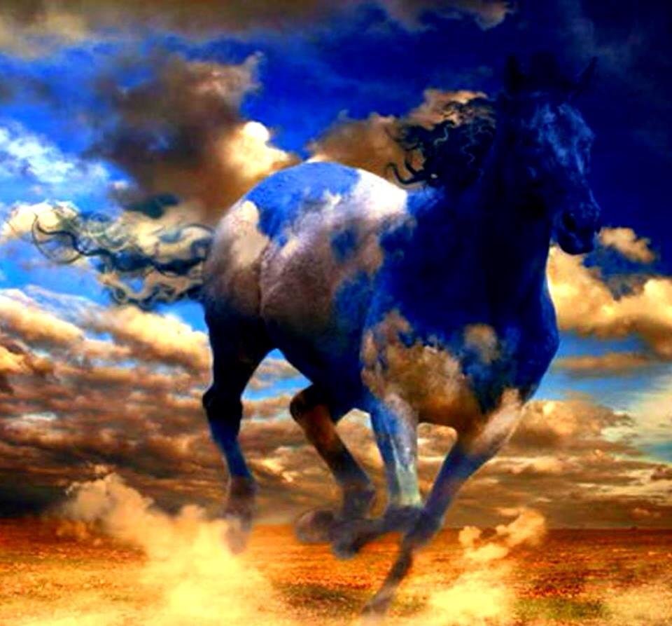 Синяя лошадь картина - конь, картина, лошадь - оригинал