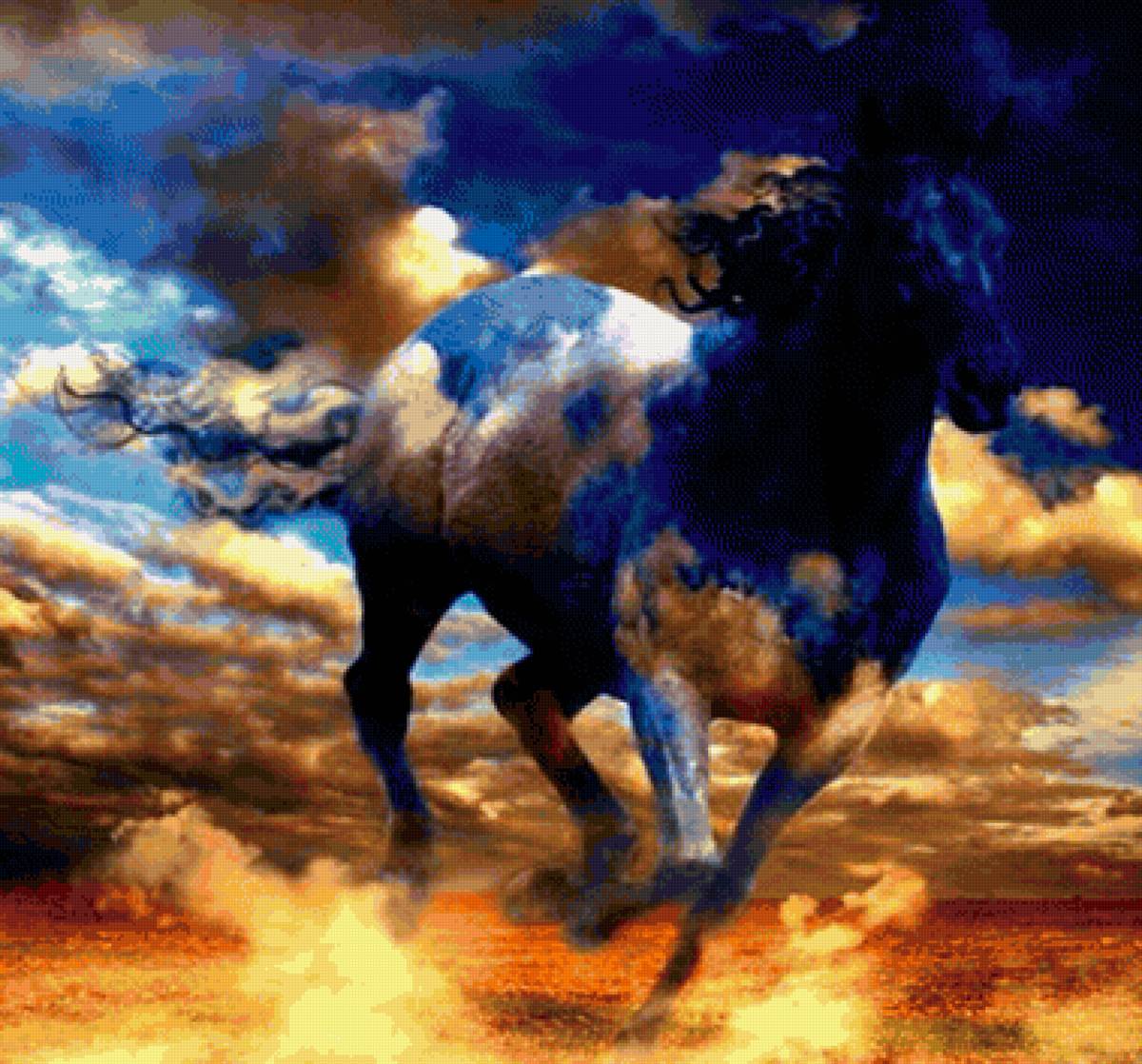 Синяя лошадь картина - конь, картина, лошадь - предпросмотр