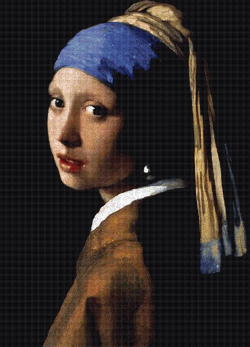 девушка с жемчужной серёжкой - живопись, картина, портрет - предпросмотр